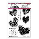 Dina Wakley Media Unmounted Rubber Stamp - Filled Hearts [MDR94258]