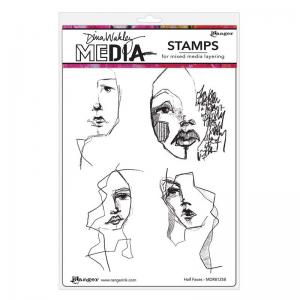 Dina Wakley Media Unmounted Rubber Stamp - Half Faces [MDR81258]