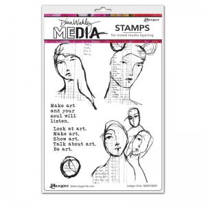 Dina Wakley Media Unmounted Rubber Stamp - Ledger Girls [MDR74809]