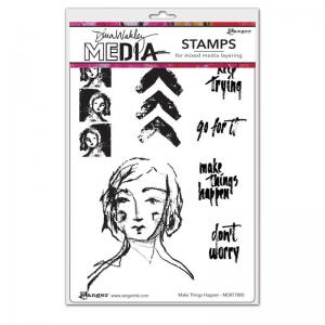 Dina Wakley Media Unmounted Rubber Stamp - Make Things Happen [MDR77800]