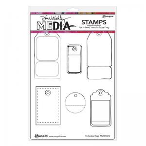 Dina Wakley Media Unmounted Rubber Stamp - Perforated Tags [MDR81272]