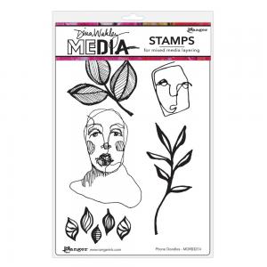 Dina Wakley Media Unmounted Rubber Stamp - Phone Doodles [MDR83214]