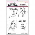 Dina Wakley Media Unmounted Rubber Stamp - Sketched Faces