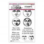 Dina Wakley Media Unmounted Rubber Stamp - Vintage Moon Faces [MDR87823]