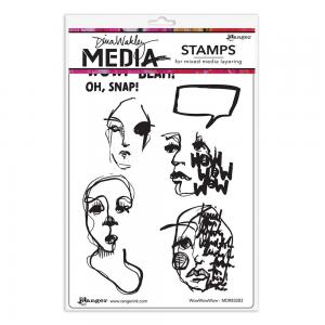 Dina Wakley Media Unmounted Rubber Stamp - WowWowWow [MDR83283]