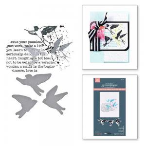Dina Wakley / Spellbinders Collaged Birds Collection - Betterpress Registration Press Plate & Die Set - Collaged Birds [BPR-024]