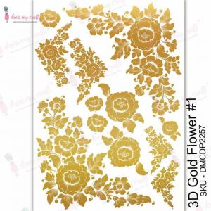 Dress My Craft Transfer Me Sheet - 3D Gold Flower #1 [DMCDP2257]