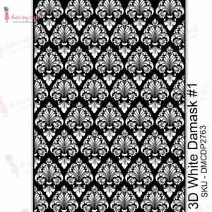 Dress My Craft Transfer Me Sheet - 3D White Damask #1 [DMCDP2763]