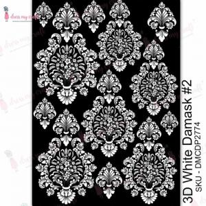 Dress My Craft Transfer Me Sheet - 3D White Damask #2 [DMCDP2774]