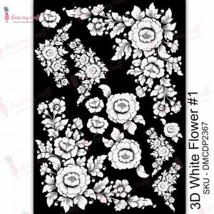Dress My Craft Transfer Me Sheet - 3D White Flower #1 [DMCDP2367]