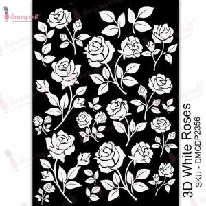 Dress My Craft Transfer Me Sheet - 3D White Roses [DMCDP2356]