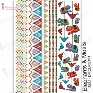 Dress My Craft Transfer Me Sheet - Elephants & Motifs [DMCDP2191]