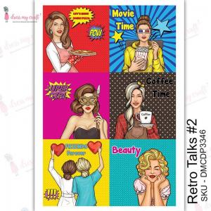 Dress My Craft Transfer Me Sheet - Retro Talks #2 [DMCDP3346]
