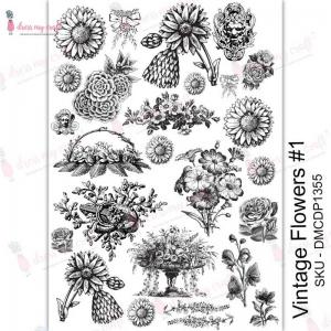Dress My Craft Transfer Me Sheet - Vintage Flowers #1 [DMCDP1355]