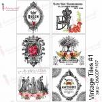 Dress My Craft Transfer Me Sheet - Vintage Tiles #1 [DMCDP1157]