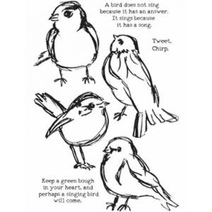 Dina Wakley Media Unmounted Rubber Stamp - Scribbly Birds