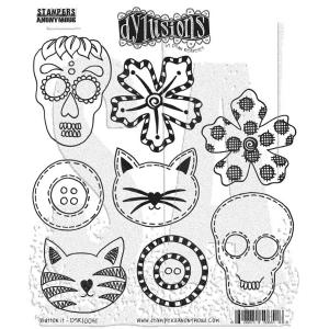 Dylusions Unmounted Rubber Stamps - Button It [DYR10041]