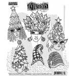 Dylusions Unmounted Rubber Stamps - Dinky Christmas Heads [DYR10034]