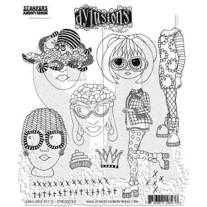 Dylusions Unmounted Rubber Stamps - Dinky Dolls Set 3 [DYR10030]