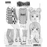 Dylusions Unmounted Rubber Stamps - Dinky Dolls Set 4 [DYR10031]