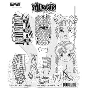 Dylusions Unmounted Rubber Stamps - Dinky Dolls Set 4 [DYR10031]