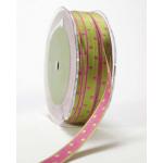 3/8" Reversible Squares Ribbon - [FB46] Parrot Green/Pink