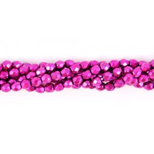 6mm Firepolish Beads - [72195] Pearl Hot Pink/Black