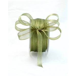 3/8" Metallic Organza Wired Ribbon (2 Yards) - [Narrow GC16-38] Olive