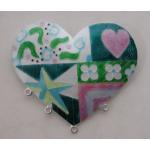 GM Quilt Heart Pin - Turquoise/Pinks
