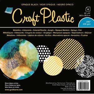 Grafix Opaque Black Craft Plastic 12" x 12" - Pack Of 4 [K10OBCP1212-4]