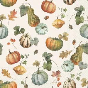 IHR Cocktail Napkins - Gourds & Pumpkins Cream [C1125460]