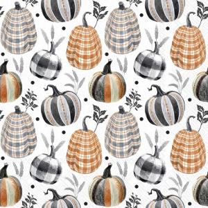 IHR Cocktail Napkins - Pumpkin Checks Grey [C1124645]