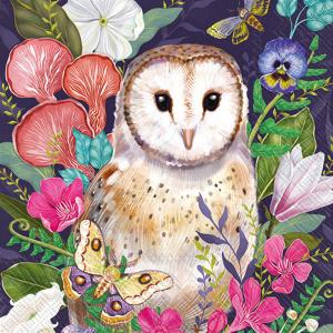 IHR Cocktail Napkins - Floral Barn Owl [C066100]