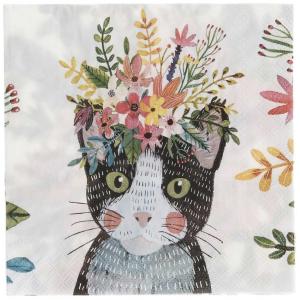 IHR Cocktail Napkins - Floral Cat [C832900]