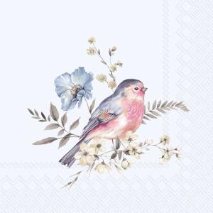 IHR Cocktail Napkins - Softly Faded Birds, Light Blue [C1092449]