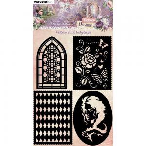 Jenine's Mindful Art Victorian Dreams Collection - Stencil - Victorian ATC Backgrounds [JMA-VD-MASK265]