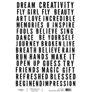Joggles A4 Rice Paper - Black & White Words [74267]
