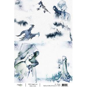 Joggles A4 Rice Paper - Mythos In Blue & Green #1 [74257]