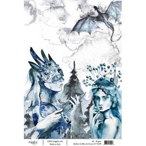 Joggles A4 Rice Paper - Mythos In Blue & Green #3 [74259]