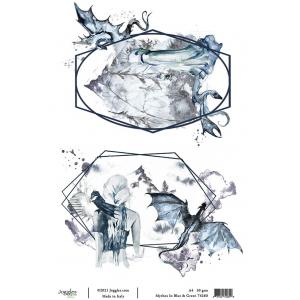 Joggles A4 Rice Paper - Mythos In Blue & Green #4 [74260]