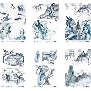 Joggles A4 Rice Paper - Mythos In Blue & Green Set Of 6