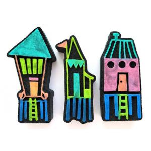Joggles / Art By Marlene Foam Stamp Set - Beach Huts [75037]
