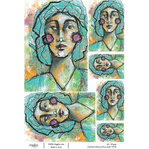 Joggles / Caroline Duncan A4 Rice Paper - Faces - Jade [74730]