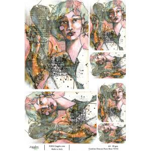 Joggles / Caroline Duncan A4 Rice Paper - Faces - Rose [74733]