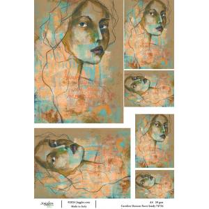 Joggles / Caroline Duncan A4 Rice Paper - Faces - Sandy [74734]