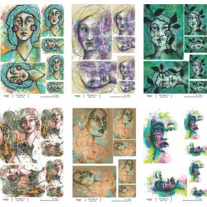 Joggles / Caroline Duncan A4 Rice Paper - Faces Set Of 6 - May 2024