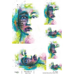 Joggles / Caroline Duncan A4 Rice Paper - Faces - Violet [74735]