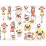 Joggles Collage Sheets - Girls and Pugs [JG401327]