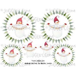 Joggles Collage Sheets - Snowman Christmas Wreaths [JG401159]