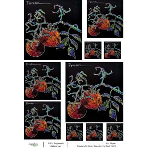 Joggles / Elizabeth St Hilaire A4 Rice Paper - The Art Of Eating - Pomodori On Black [74678]